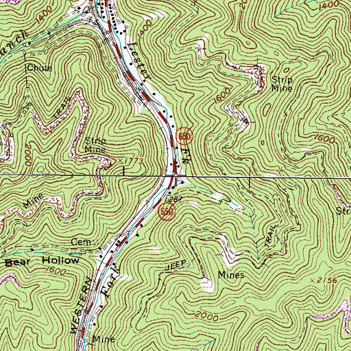 Topographic Map of Calfpen Hollow, VA