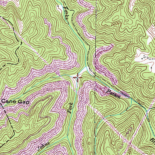 Topographic Map of Cane Gap Creek, VA