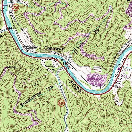 Topographic Map of Conaway Creek, VA