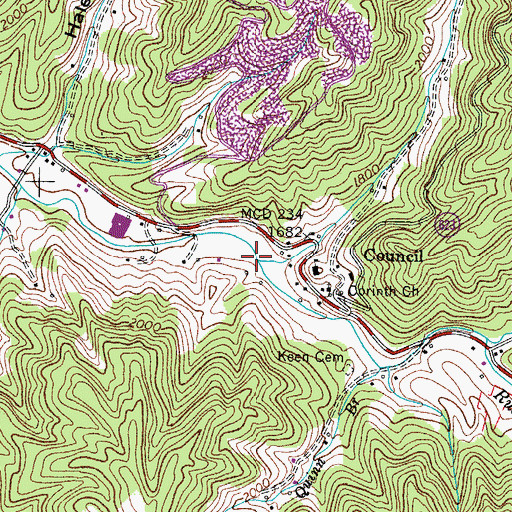 Topographic Map of Fuller Branch, VA