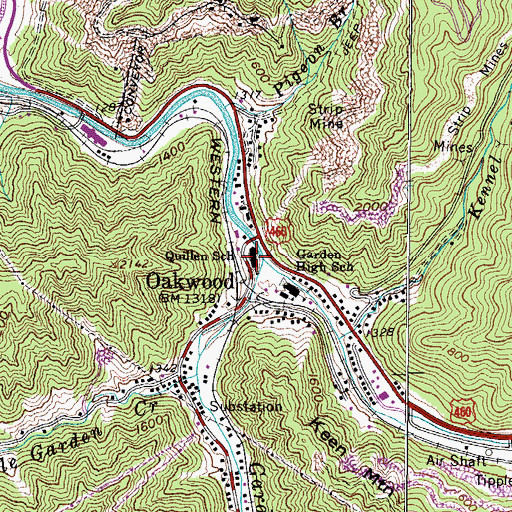 Topographic Map of Garden School (historical), VA