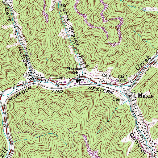 Topographic Map of Harman Elementary School (historical), VA