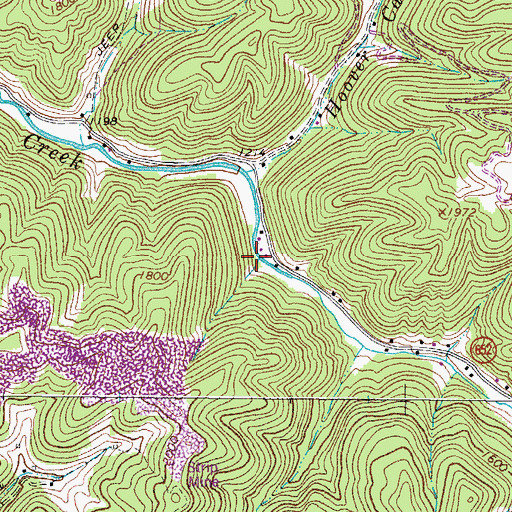 Topographic Map of Justus Branch, VA