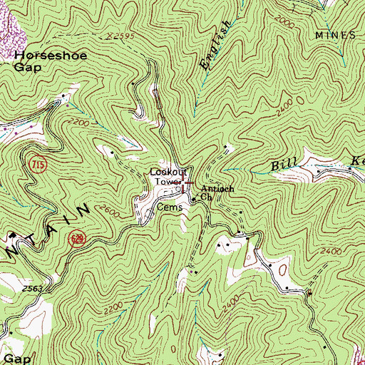 Topographic Map of Keen Mountain Fire Tower, VA
