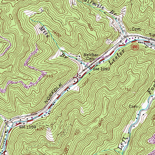 Topographic Map of Lester Fork School (historical), VA