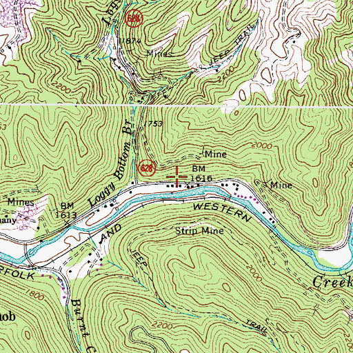 Topographic Map of Loggy Bottom School (historical), VA