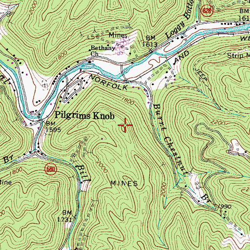 Topographic Map of Pilgrim Knob, VA