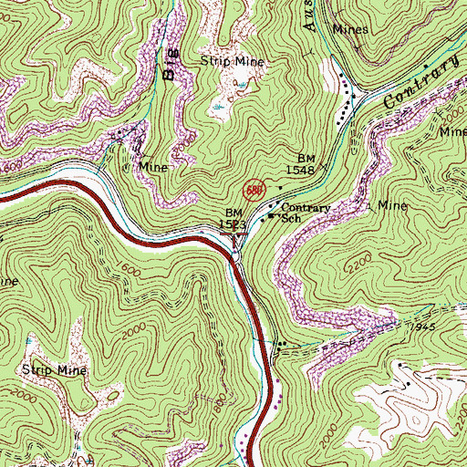Topographic Map of Shack Mills, VA