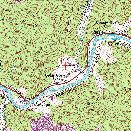Topographic Map of Stiltner Cemetery, VA