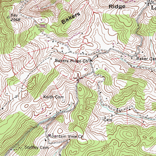 Topographic Map of Bakers Ridge School (historical), VA