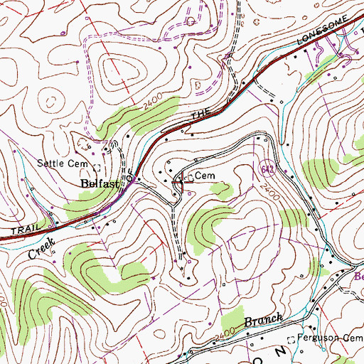 Topographic Map of Belfast Mills Church, VA