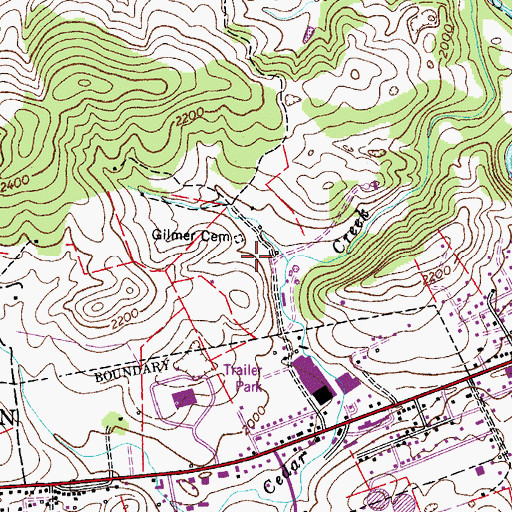 Topographic Map of Cedar Creek Park, VA