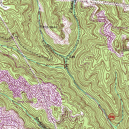 Topographic Map of Chaney Fork School (historical), VA