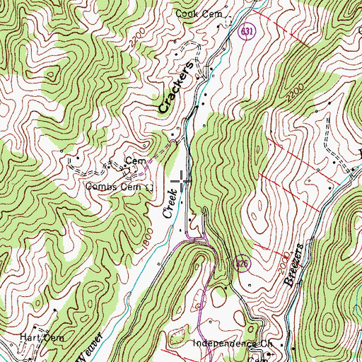 Topographic Map of Combs School (historical), VA