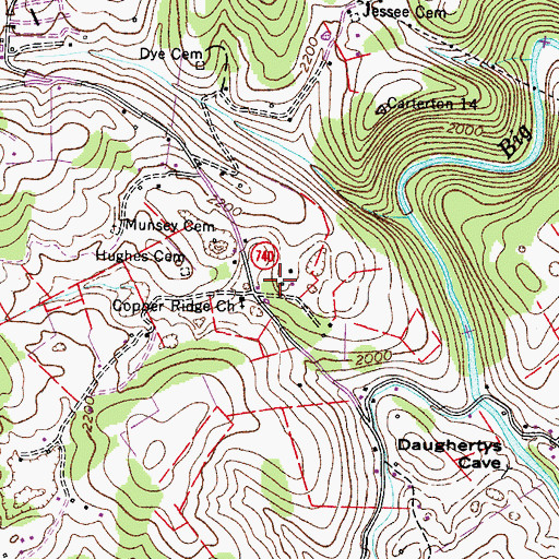Topographic Map of Cooper Ridge School (historical), VA