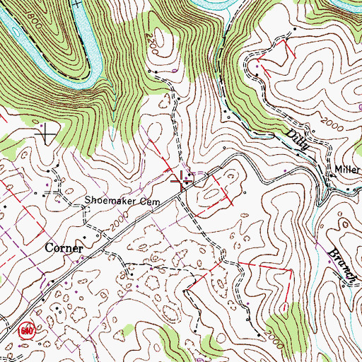 Topographic Map of Corner School (historical), VA