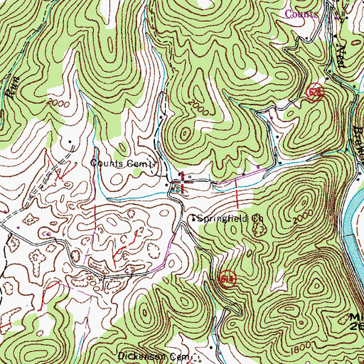 Topographic Map of Counts, VA