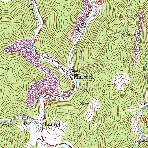 Topographic Map of Flatrock, VA