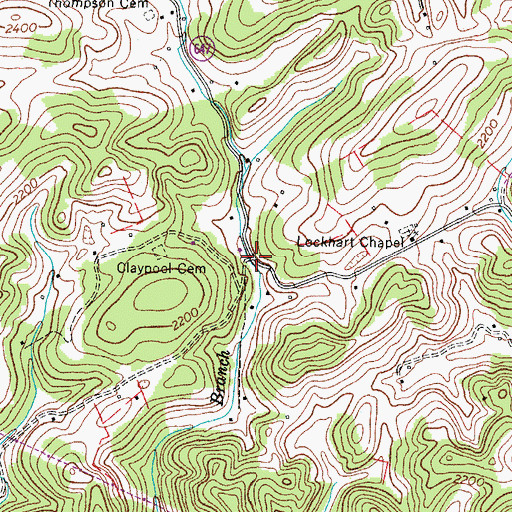 Topographic Map of Flatwoods, VA