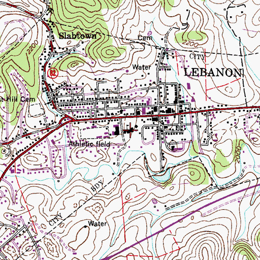 Topographic Map of Lebanon Middle School, VA