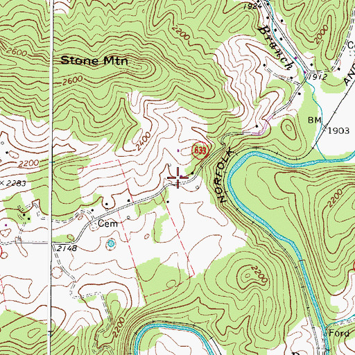 Topographic Map of McGlothlin School (historical), VA