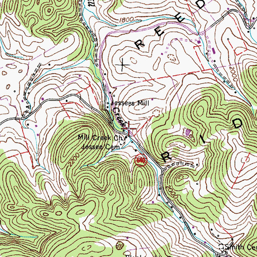 Topographic Map of Mill Creek School (historical), VA