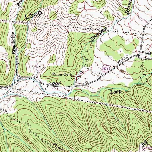 Topographic Map of Price Chapel (historical), VA