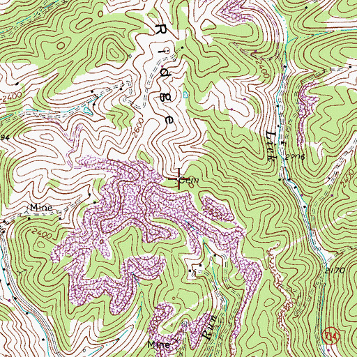 Topographic Map of Robinson-Hunt Cemetery, VA