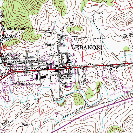 Topographic Map of Russell County Courthouse, VA