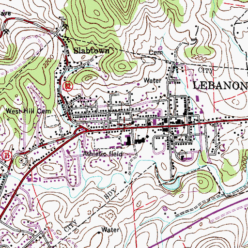 Topographic Map of Russell County Library, VA