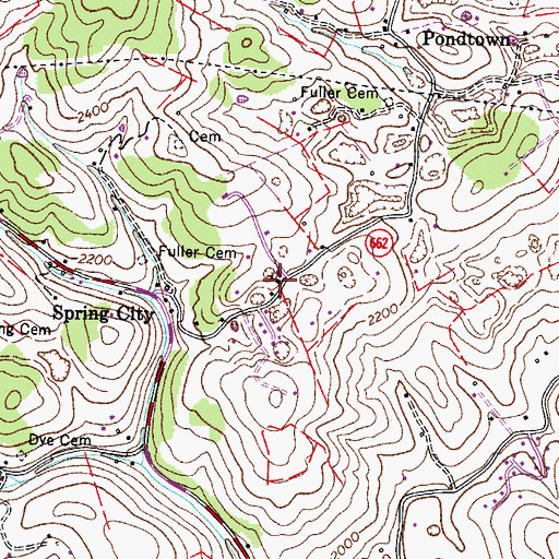 Topographic Map of Spring City Baptist Church, VA