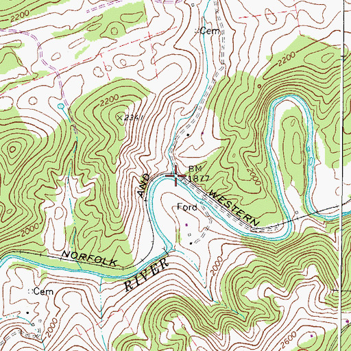 Topographic Map of Steel Branch, VA