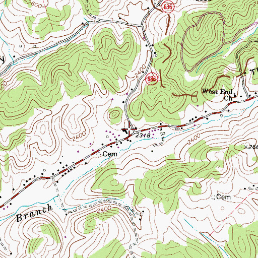 Topographic Map of Baptist Valley School (historical), VA