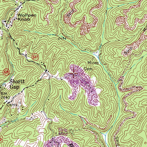 Topographic Map of Bear Pin Ridge, VA