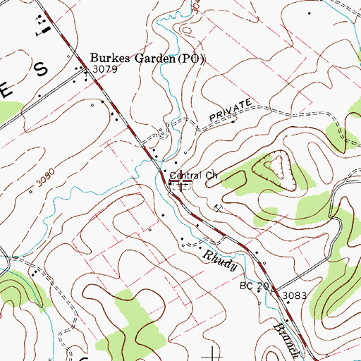 Topographic Map of Burkes Garden Central Church Lutheran Cemetery, VA