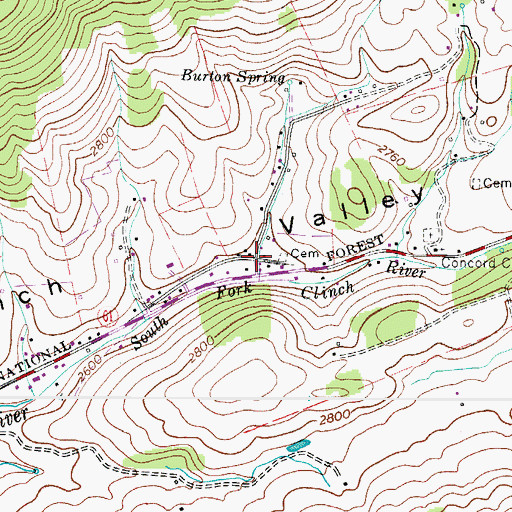Topographic Map of Burtons Shop, VA