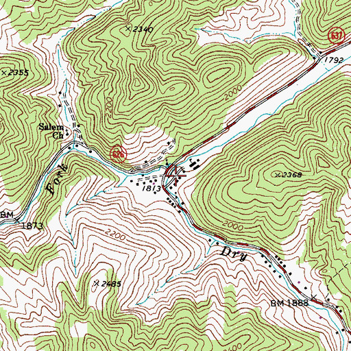 Topographic Map of Camp Tazewell, VA
