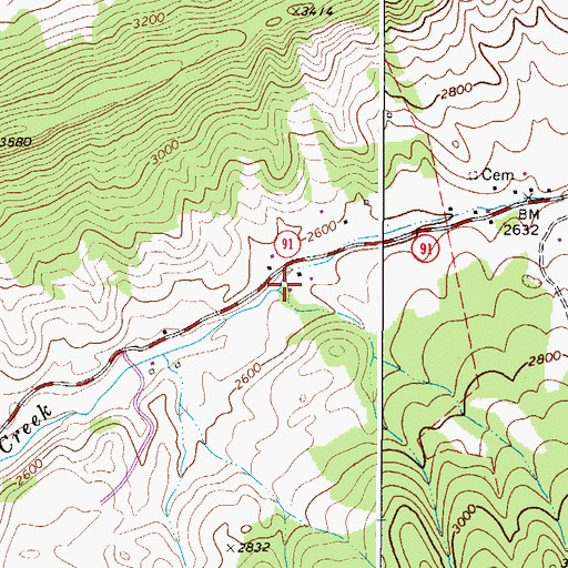 Topographic Map of Cave Section Branch, VA