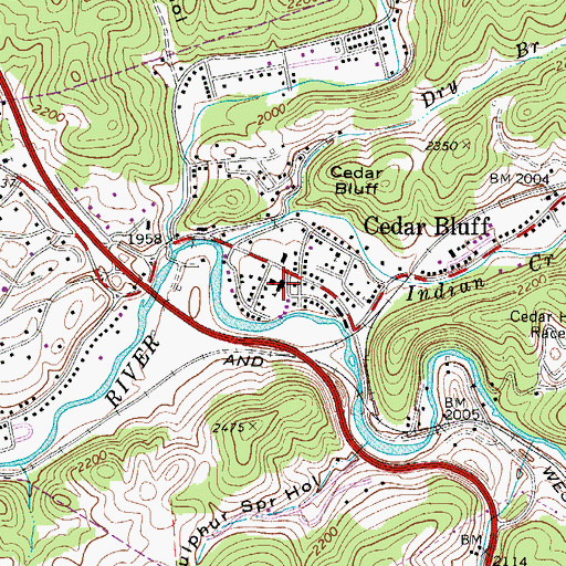 Topographic Map of Cedar Bluff Elementary School, VA