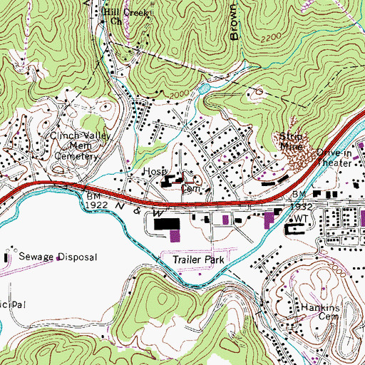 Topographic Map of Clinch Valley Medical Center, VA