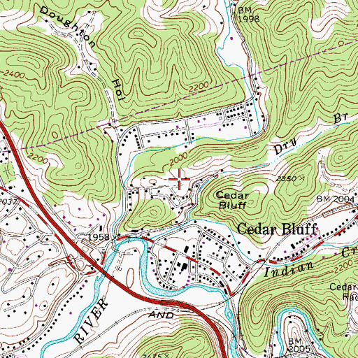 Topographic Map of Cottage Hill School (historical), VA