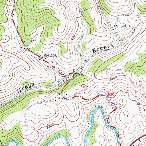 Topographic Map of Gray Branch School (historical), VA