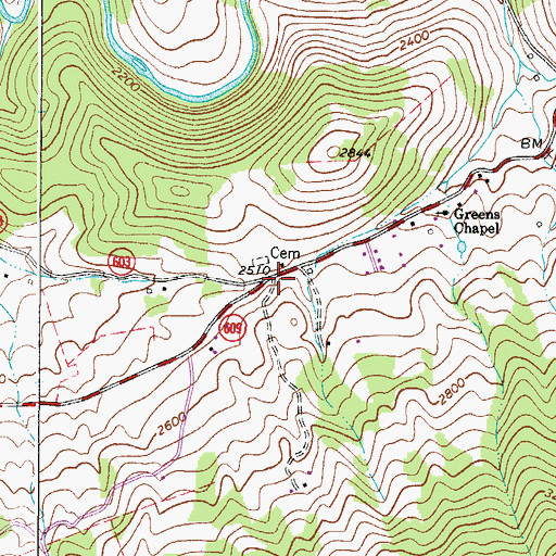 Topographic Map of Green Place, VA
