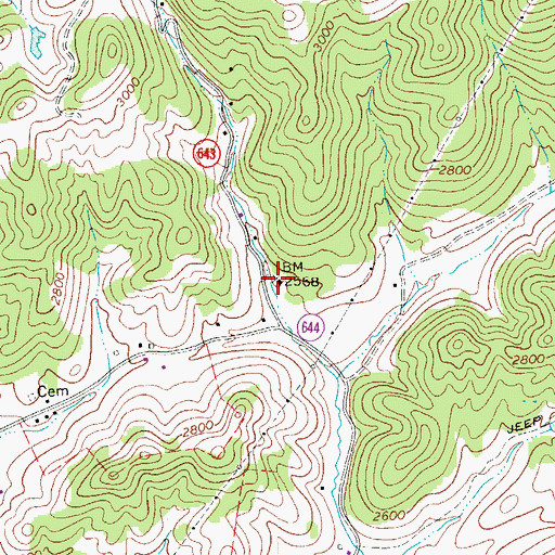 Topographic Map of Healing Springs School (historical), VA
