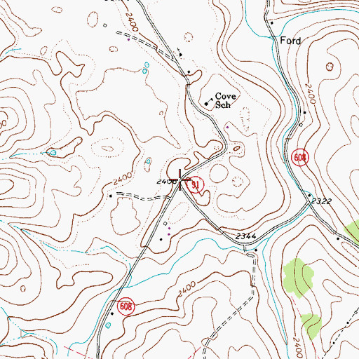 Topographic Map of Joe Whites, VA