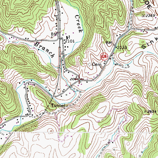 Topographic Map of Lamberts Store, VA