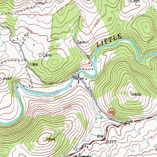 Topographic Map of Little River School (historical), VA