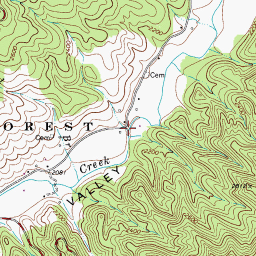 Topographic Map of Locust Branch, VA