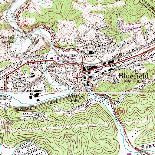 Topographic Map of Logan Street School, VA