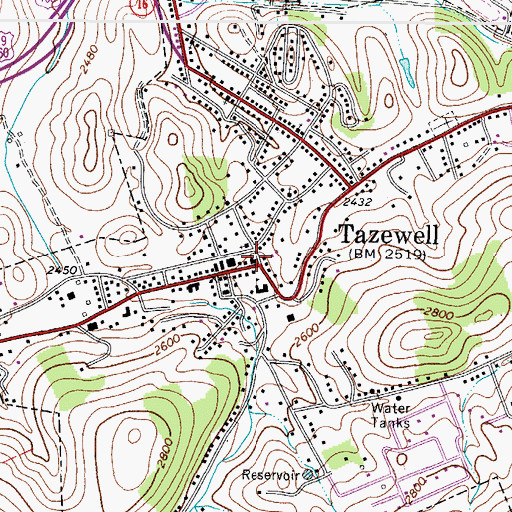 Topographic Map of Main Street United Methodist Church, VA